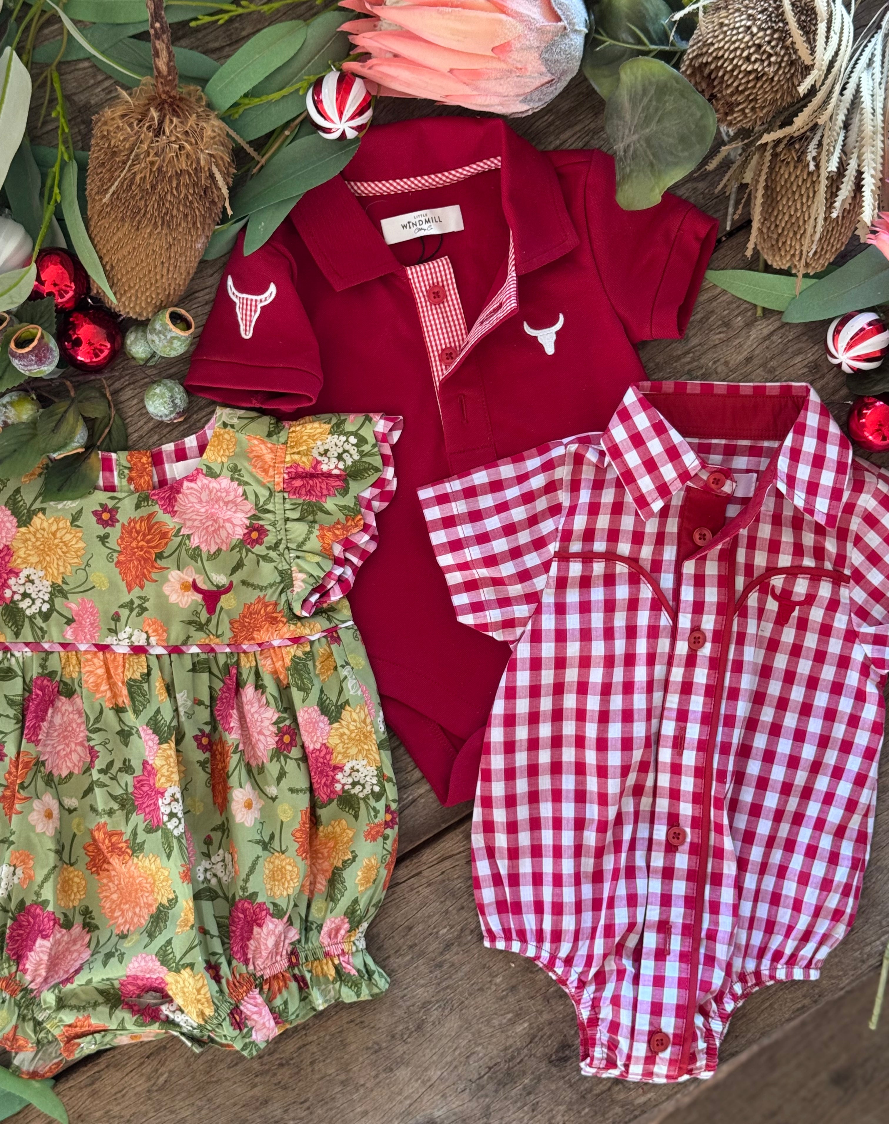 "Faith" Floral Scollop Short Sleeve Romper-Little Windmill Clothing Co