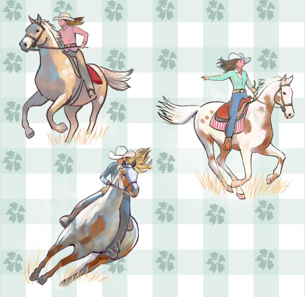 Teal Cowgirl Coverlet/Duvet Insert - 2 in 1-Little Windmill Clothing Co