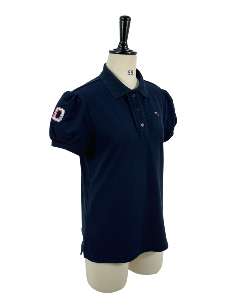 NURSING "Frances" Relax Fitted Women's Navy Floral Contrast Polo-Little Windmill Clothing Co