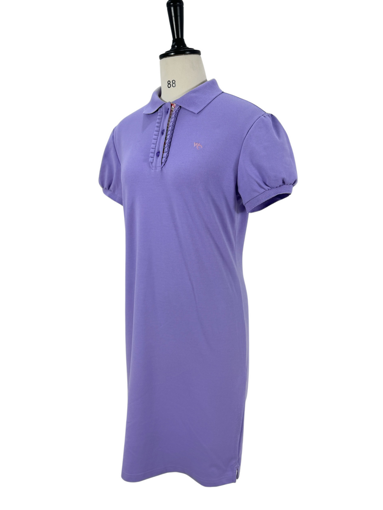 "Lizzy Lady" Semi Fitted Women's Violet Contrast Polo Dress-Little Windmill Clothing Co