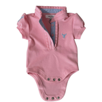 "Kiki Baby" Baby Pink Polo Romper-Little Windmill Clothing Co