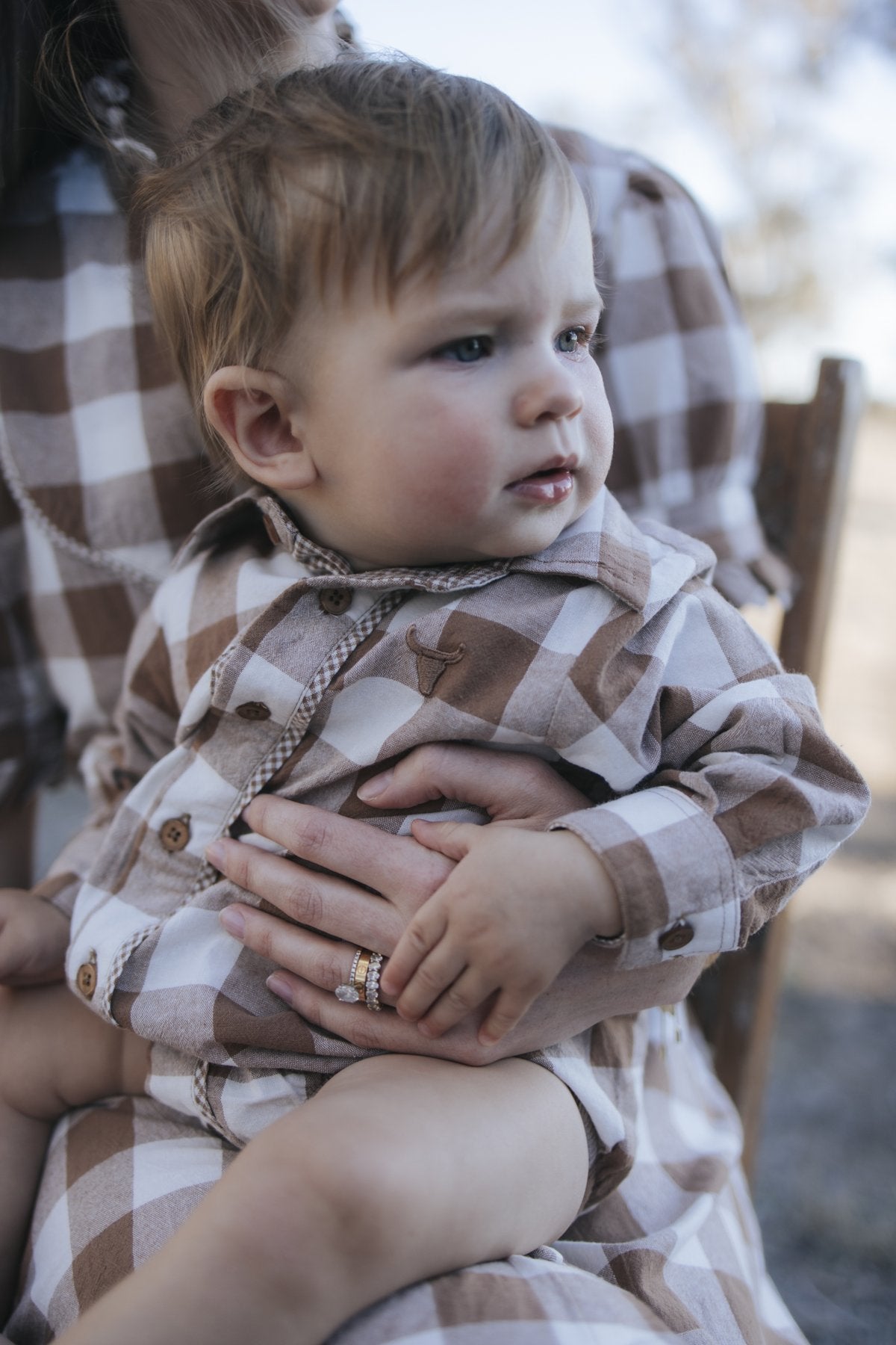 Gingham bodysuit close-up