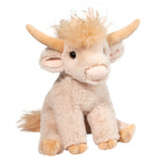 Laddie soft cream Highland cow plush toy front view showing adorable fluffy Highland cow design