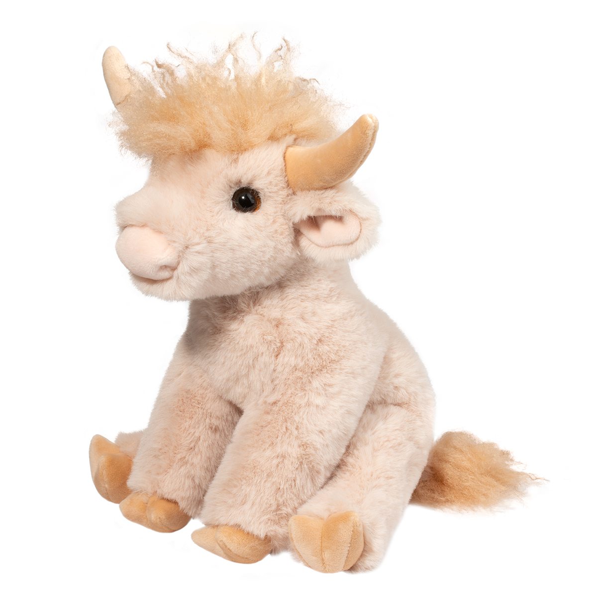 Laddie soft cream Highland cow plush toy detail showing soft fluffy texture and cute Highland cow features