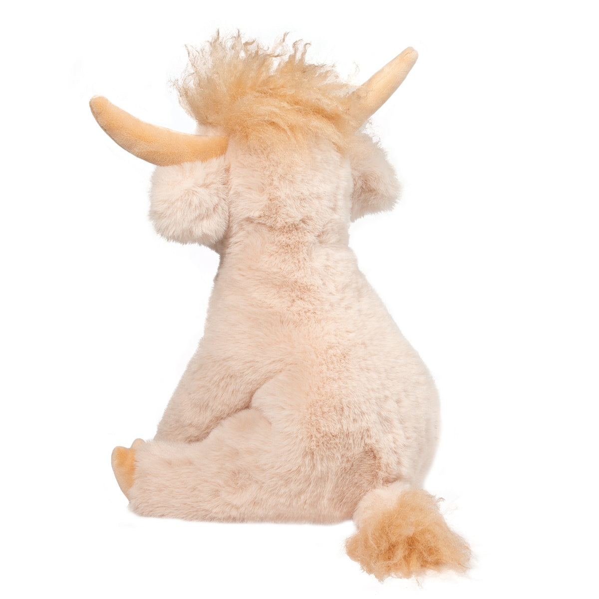Laddie soft cream Highland cow plush toy side view showing charming details and soft cream colouring
