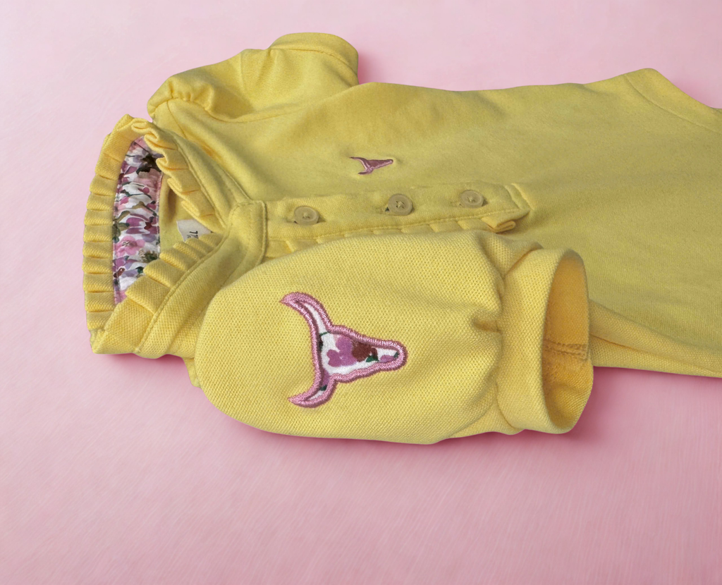"Larrisa Baby" Butter Yellow Polo Romper-Little Windmill Clothing Co
