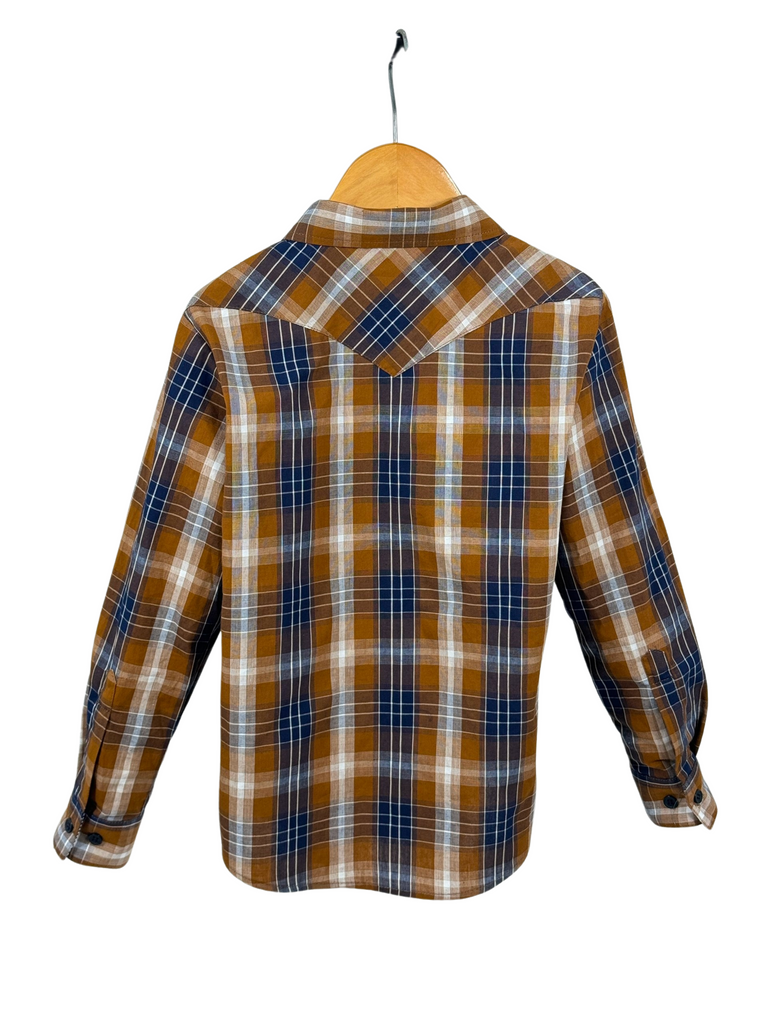 "TJ Jnr" Brown Checked Long Sleeve Shirt-Little Windmill Clothing Co