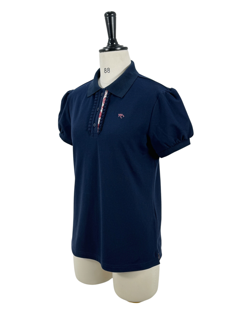 NURSING "Frances" Relax Fitted Women's Navy Floral Contrast Polo-Little Windmill Clothing Co