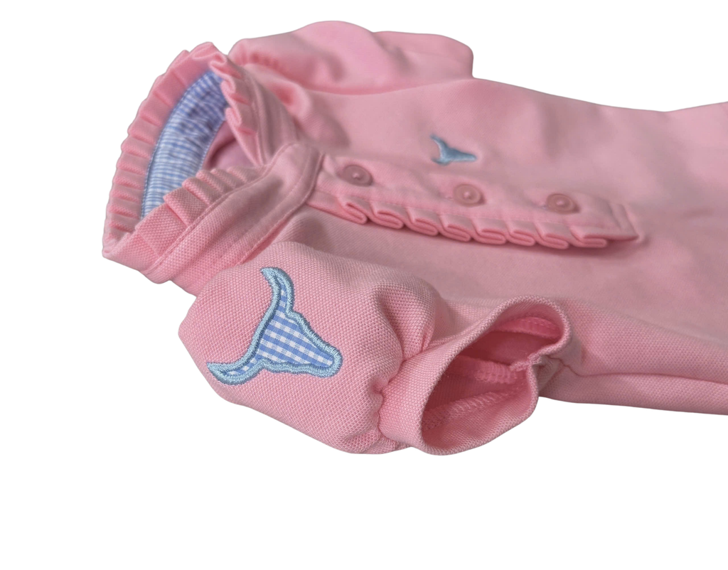 "Kiki Baby" Baby Pink Polo Romper-Little Windmill Clothing Co