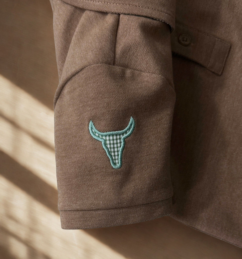 "Clay Baby" Caramel Baby Polo Romper-Little Windmill Clothing Co