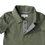 "Ky Baby" Khaki Green Baby Polo Romper-Little Windmill Clothing Co