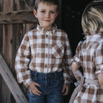Boys brown gingham western shirt