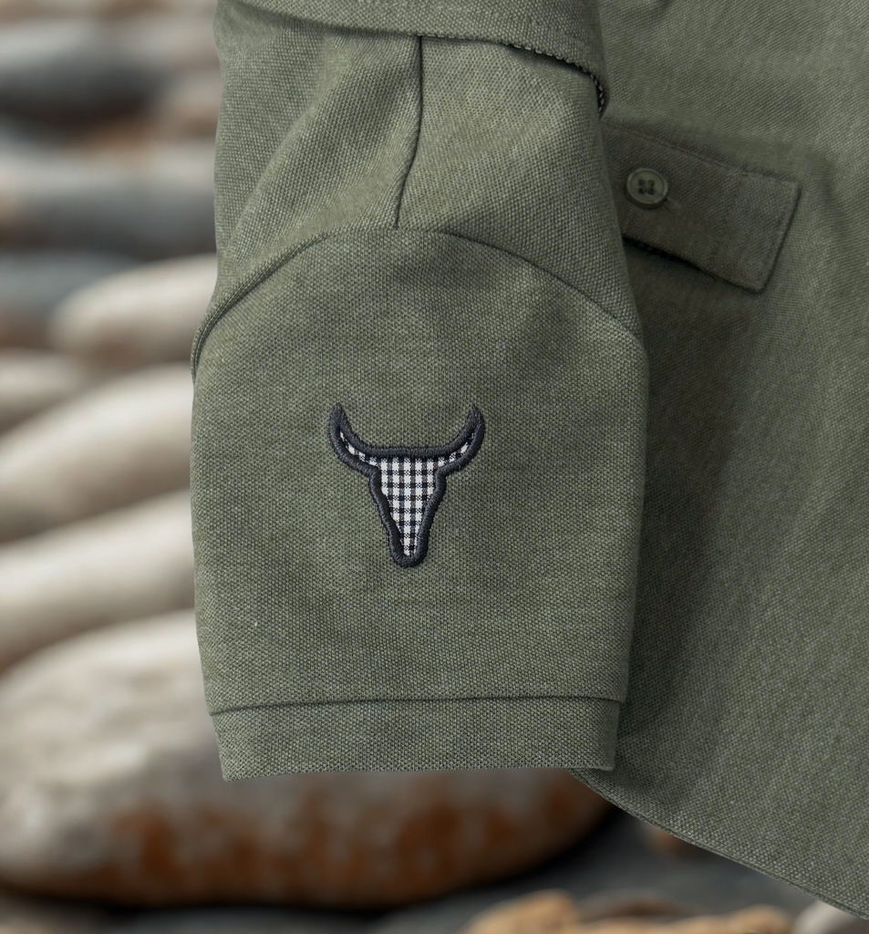 "Ky Baby" Khaki Green Baby Polo Romper-Little Windmill Clothing Co