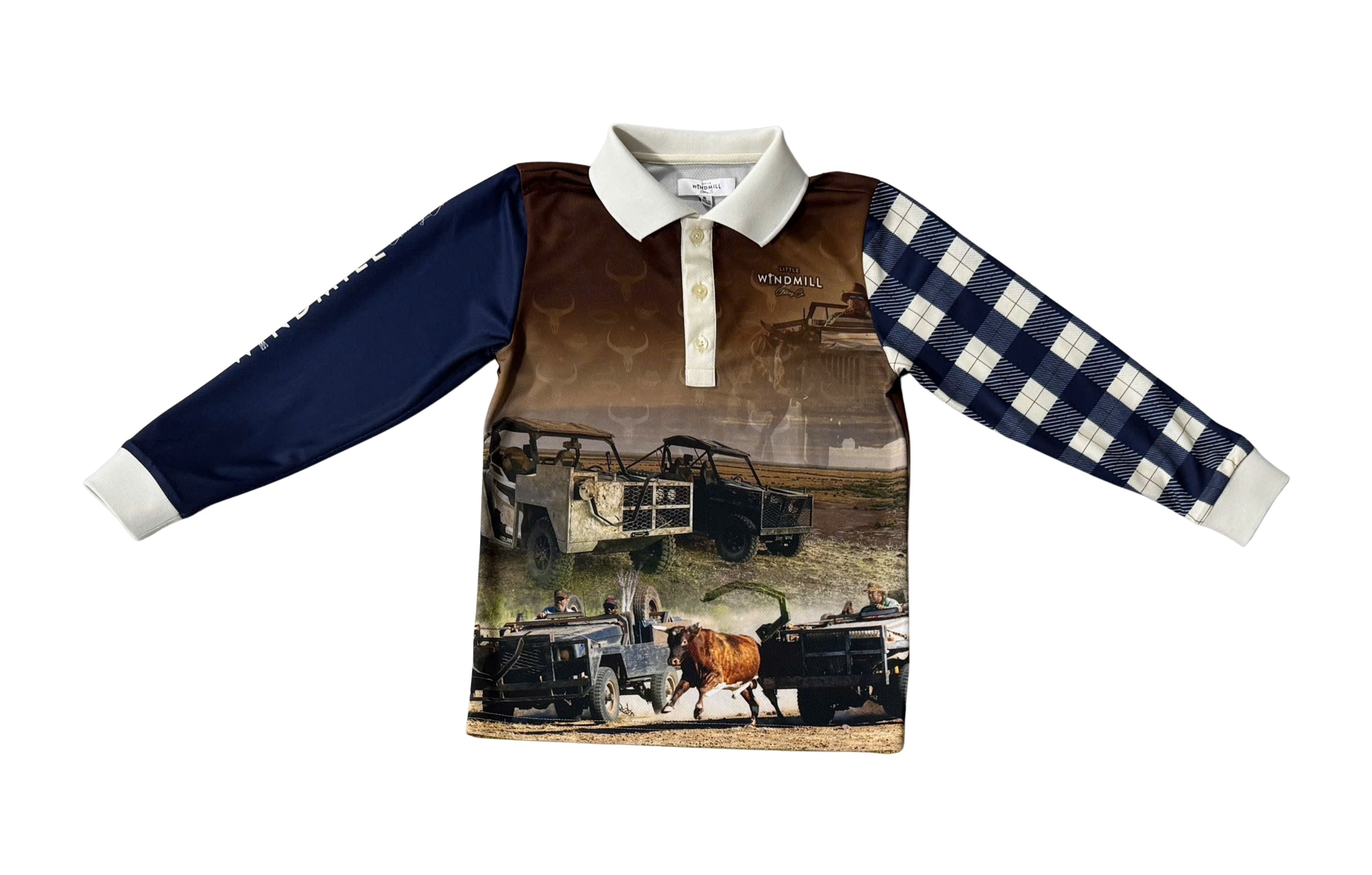 Tractor Check Long Sleeve Fishing Shirt-Little Windmill Clothing Co