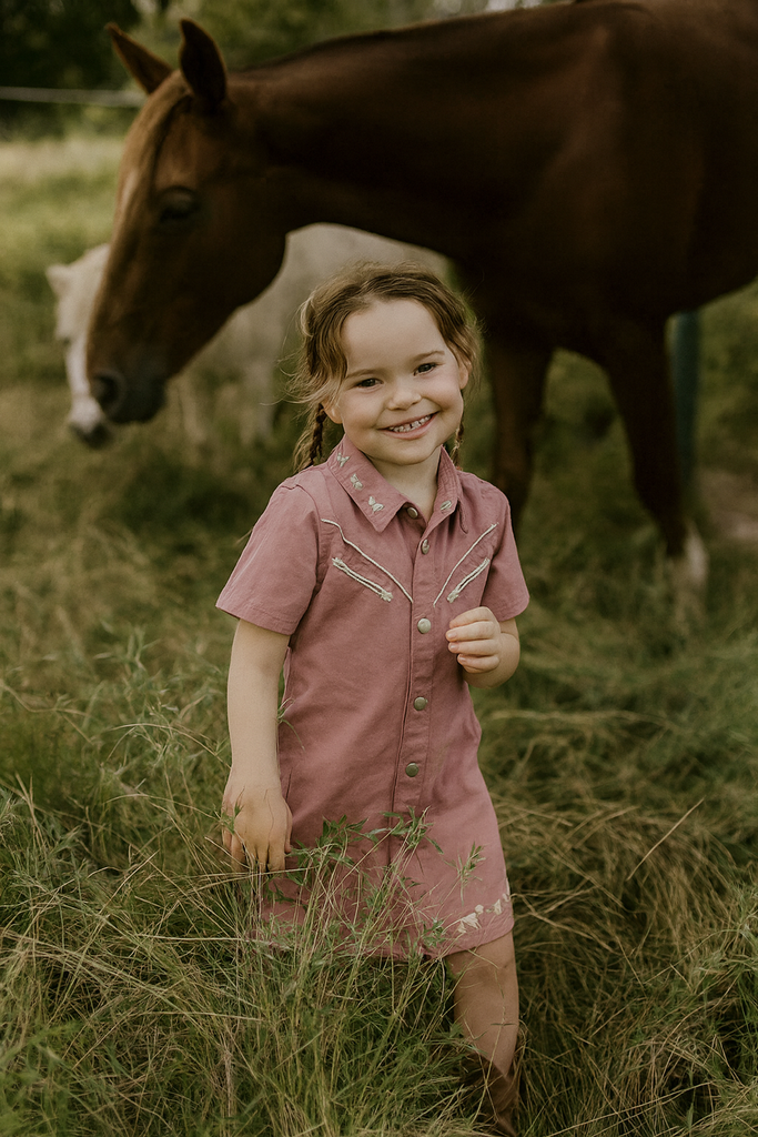 "Arizona " Western Blush Pink Dress-Little Windmill Clothing Co