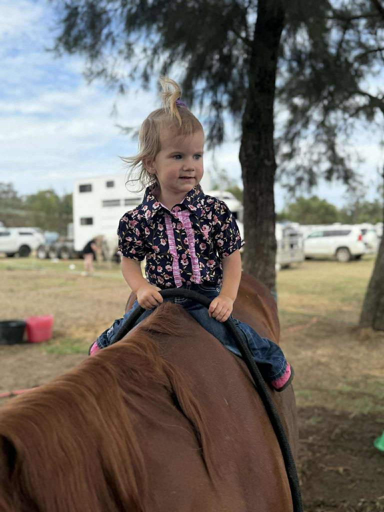 "Harlo" Navy Floral Short Sleeve Romper-Little Windmill Clothing Co