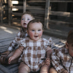 Gingham flutter romper front view