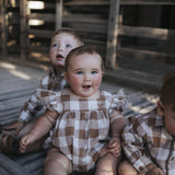 Gingham flutter romper front view
