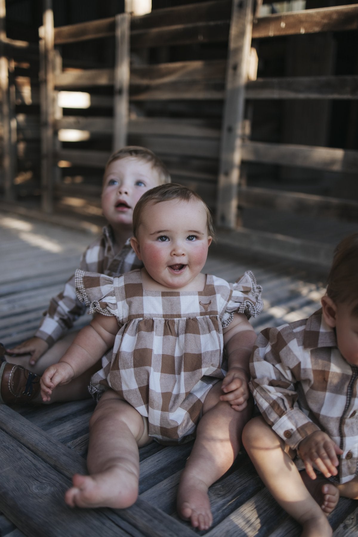 Gingham flutter romper front view