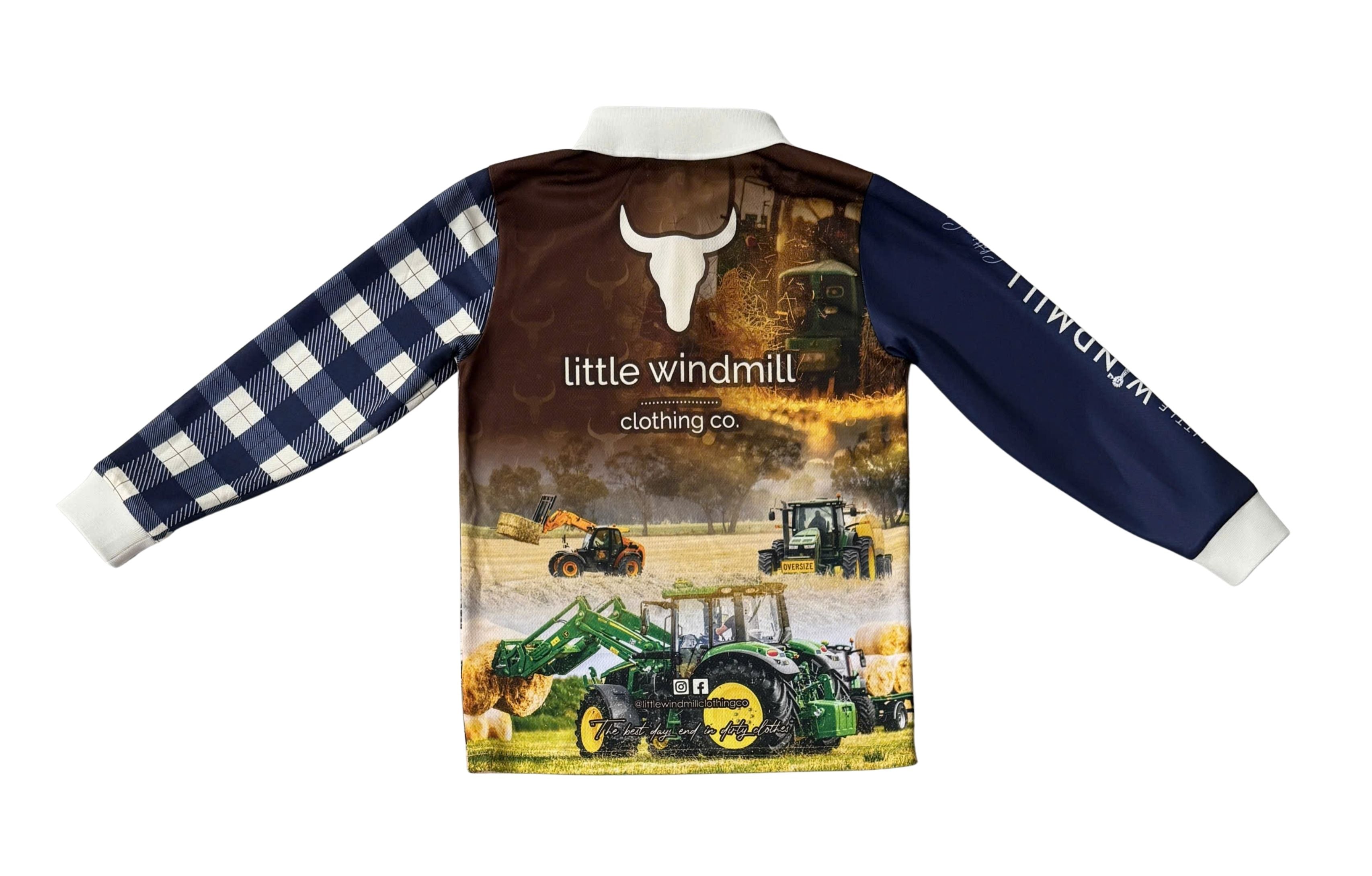 Tractor Check Long Sleeve Fishing Shirt-Little Windmill Clothing Co