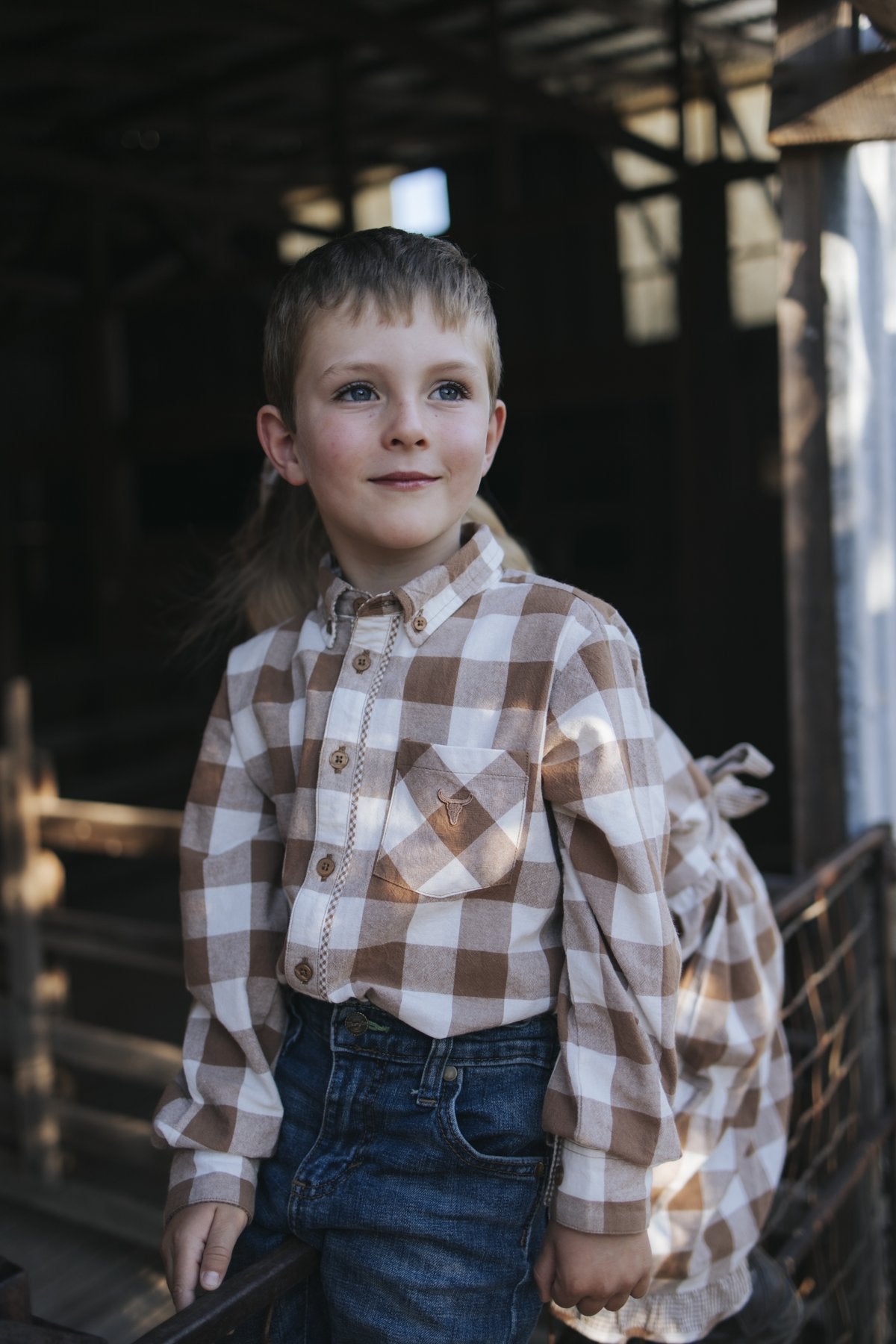 Gingham western shirt with chest pocket