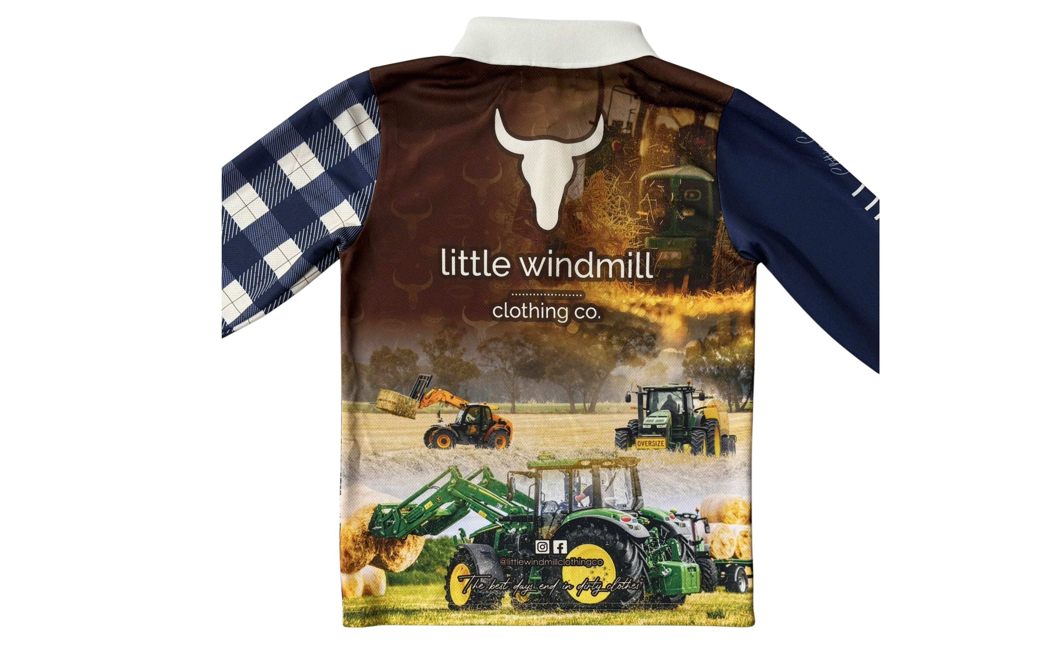 Tractor Check Long Sleeve Fishing Shirt-Little Windmill Clothing Co