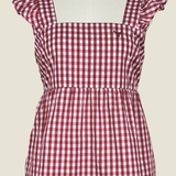 "Darla" Deep Red Gingham Women's Shirt-Little Windmill Clothing Co
