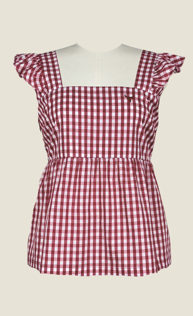 "Darla" Deep Red Gingham Women's Shirt-Little Windmill Clothing Co