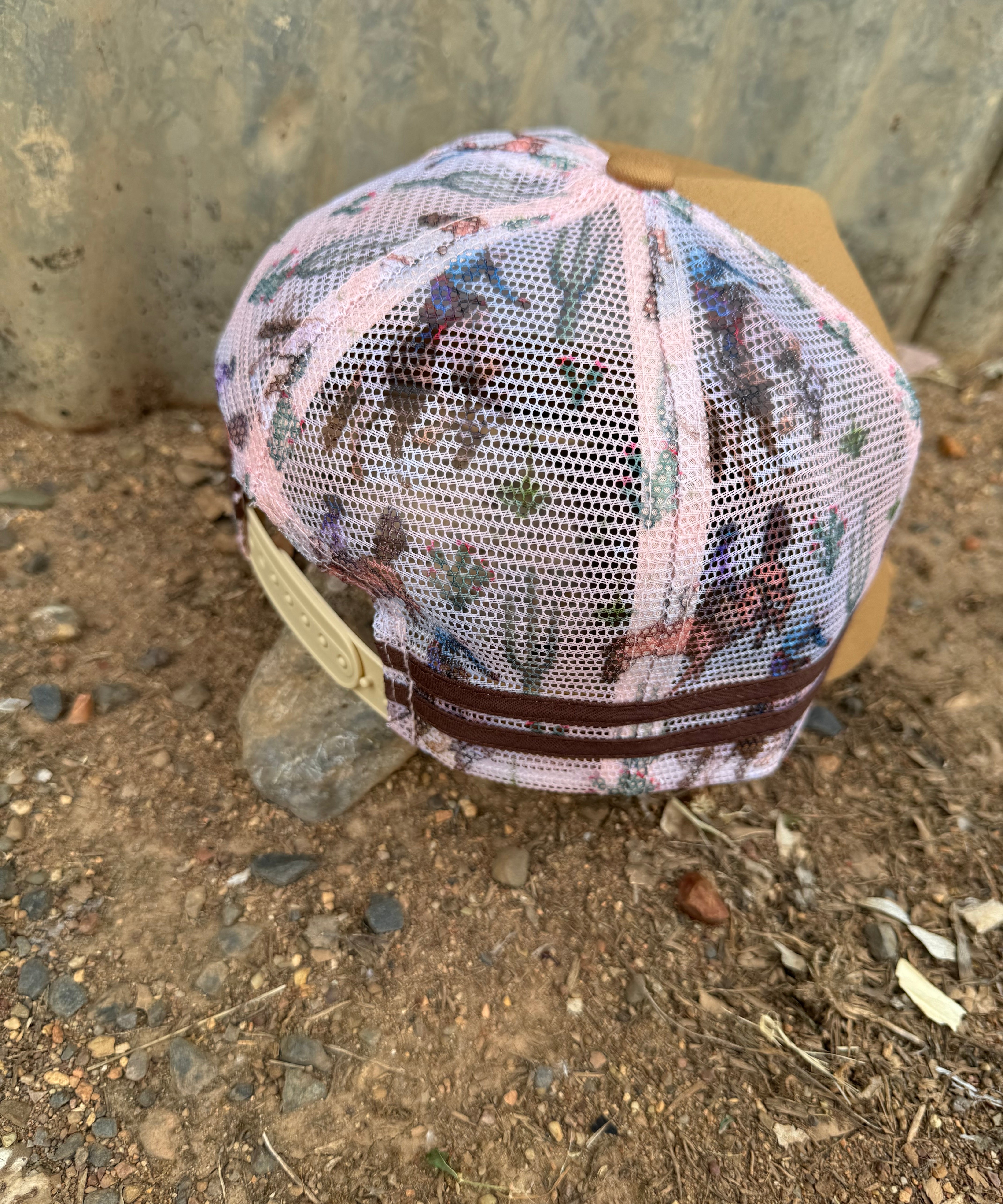 Caramel bronc cap back view showing adjustable strap for relaxed or firm fit