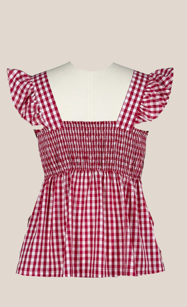 "Darla" Deep Red Gingham Women's Shirt-Little Windmill Clothing Co