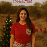 Mens Western Christmas PJ boxer shorts worn showing relaxed fit and festive western holiday print