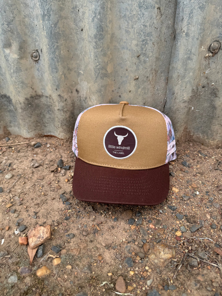 Little Toddlers / Youth / Adults Navy Caramel Bronc Caps-Little Windmill Clothing Co