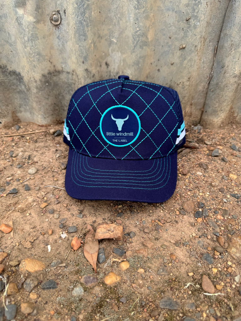 Little Toddlers / Youth / Adults Navy Teal Trucker Caps-Little Windmill Clothing Co