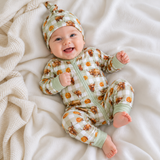 Highlander Waffle Cotton Onesie With Beanie & Bow-Little Windmill Clothing Co