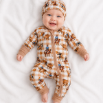 Cowboy Waffle Cotton Onesie With Beanie-Little Windmill Clothing Co