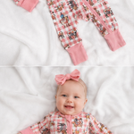 Cowgirl Waffle Cotton Onesie With Bow-Little Windmill Clothing Co