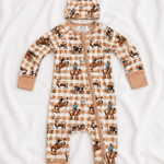 Cowboy Waffle Cotton Onesie With Beanie-Little Windmill Clothing Co