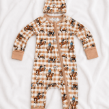 Cowboy Waffle Cotton Onesie With Beanie-Little Windmill Clothing Co