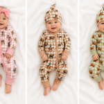Cowboy Waffle Cotton Onesie With Beanie-Little Windmill Clothing Co