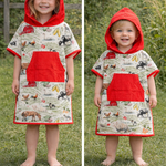 Farm Animal toddler waffle towel folded showing compact farm animal print towel for toddlers