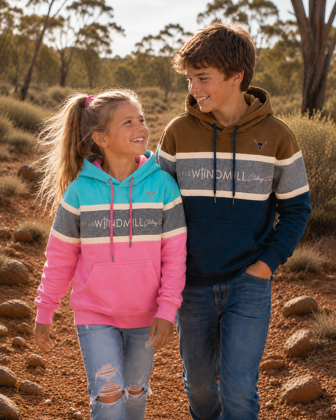 Aura Hoodie limited release kids jumper, cosy knit hoodie from Little Windmill's Aura Collection