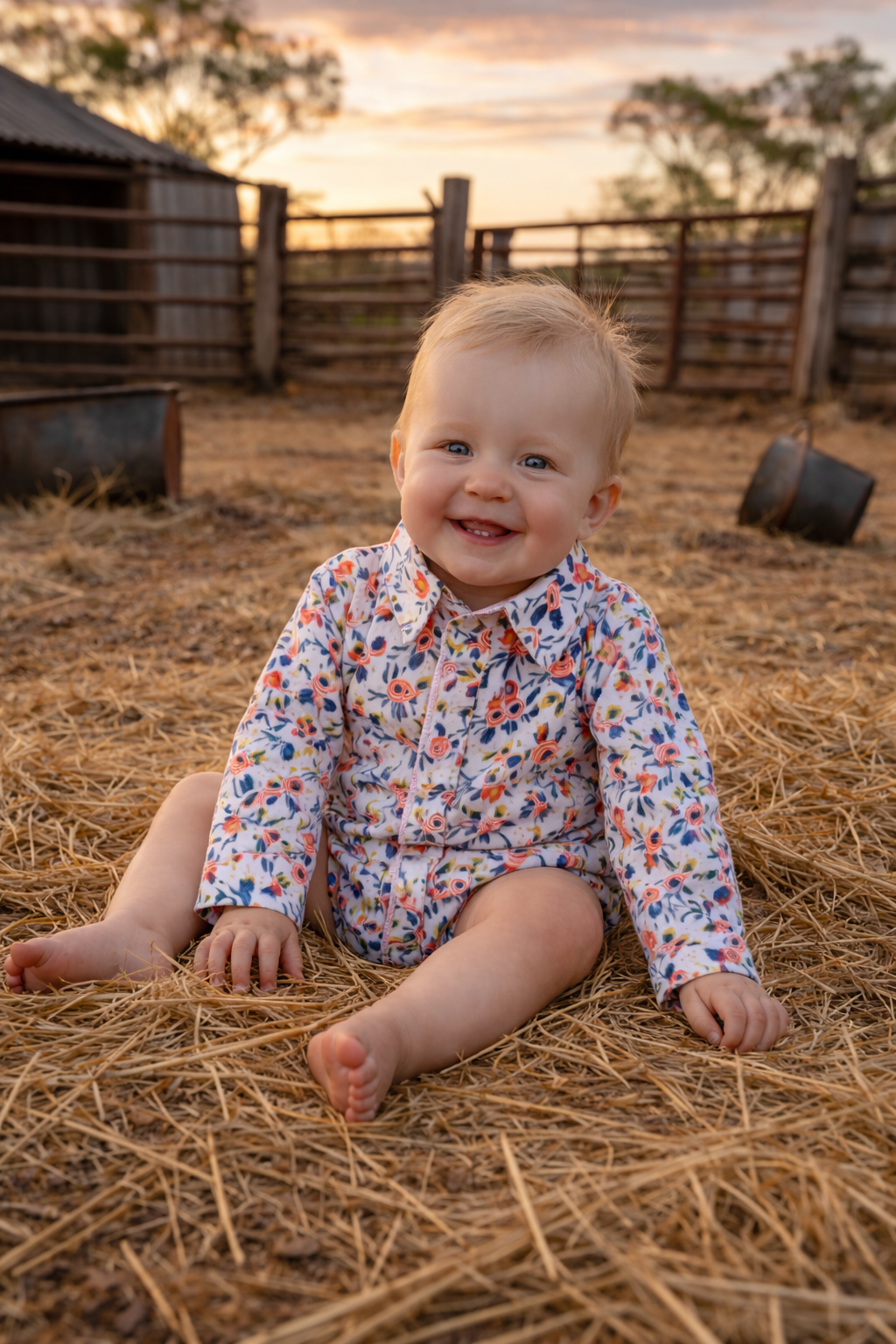 "Milla" Floral Dream Long Sleeve Romper-Little Windmill Clothing Co