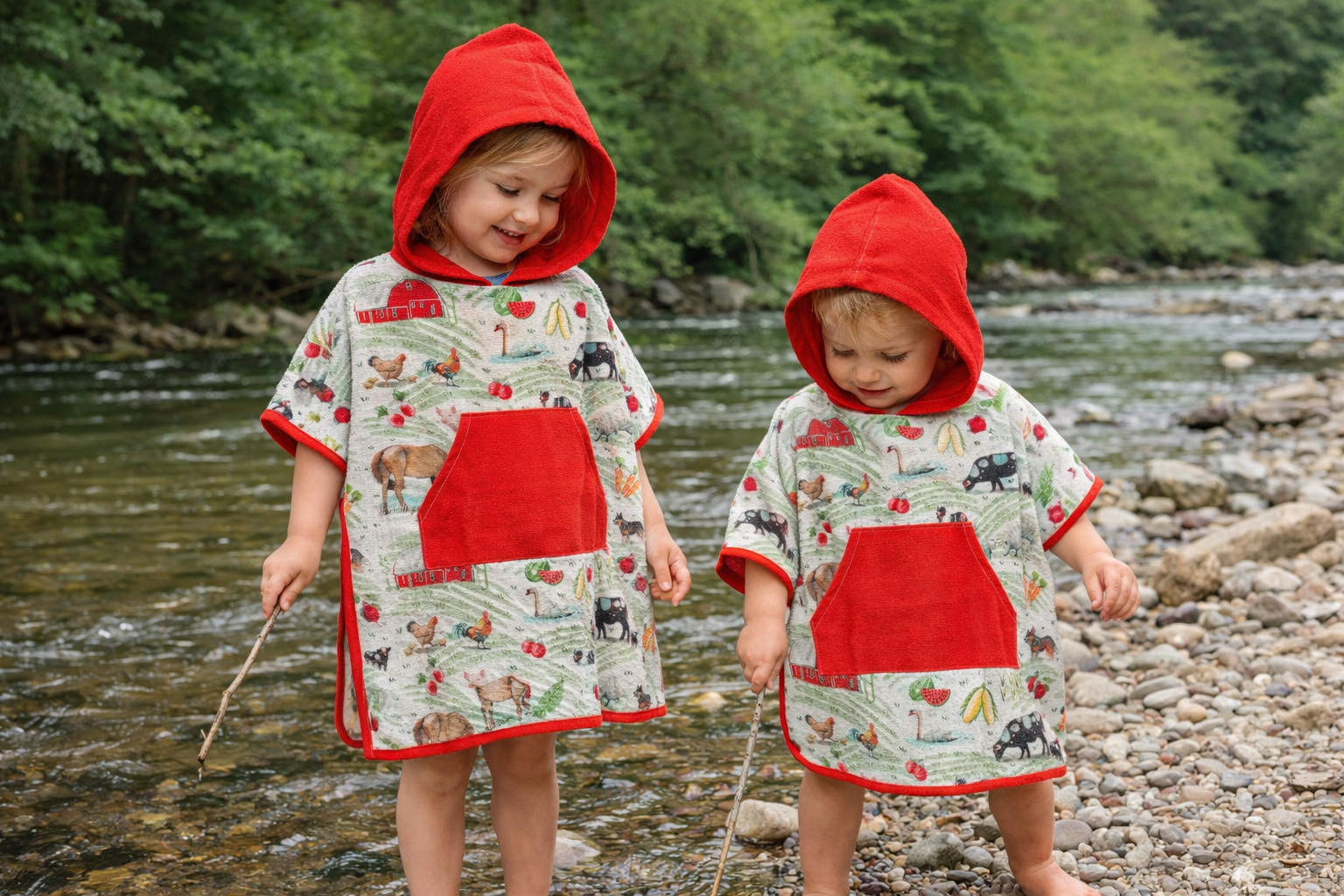 Farm Animal toddler waffle towel reverse showing quality waffle texture and farm animal design