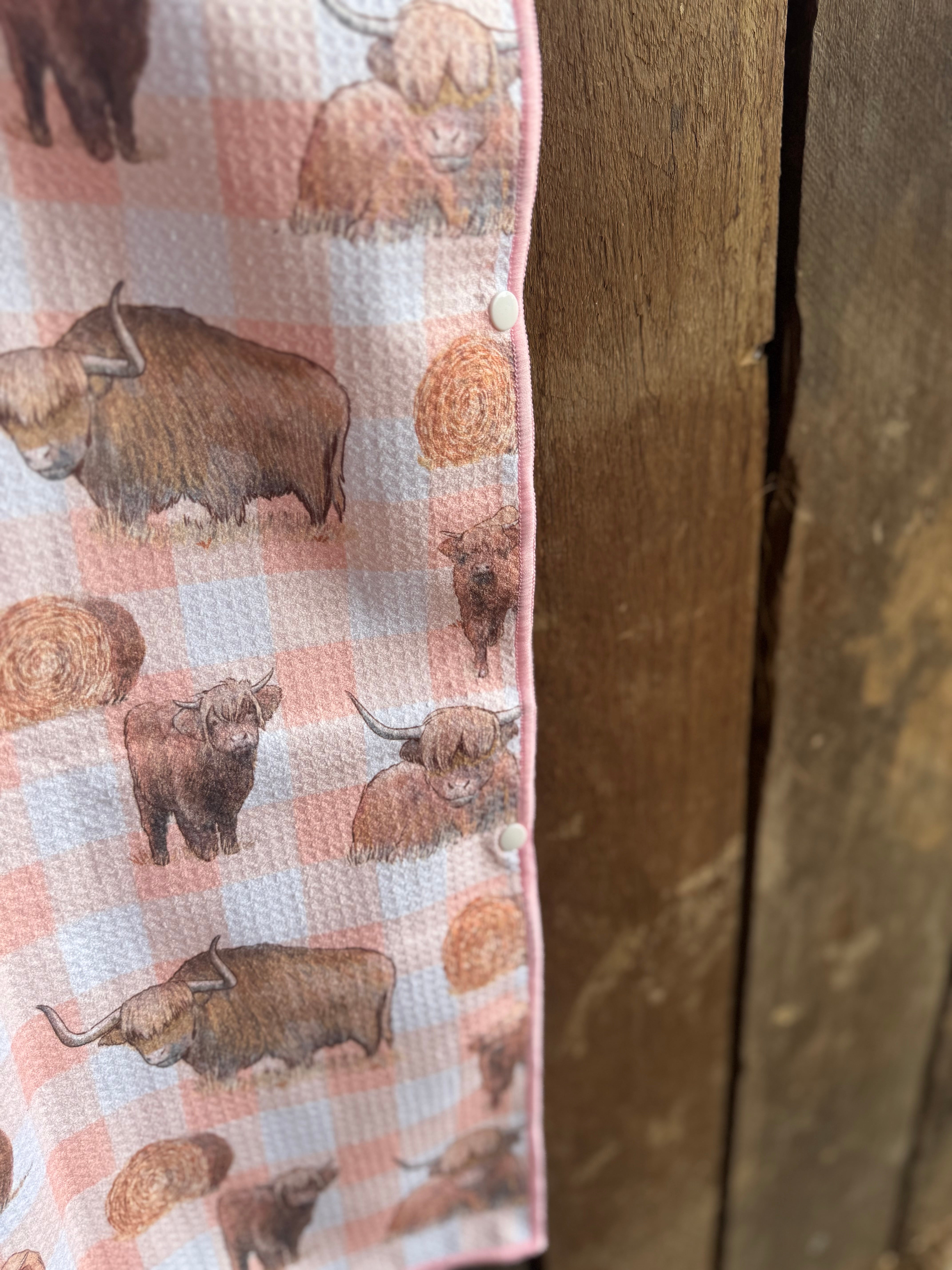 Peach Highlander KIDS Waffle Towel-Little Windmill Clothing Co