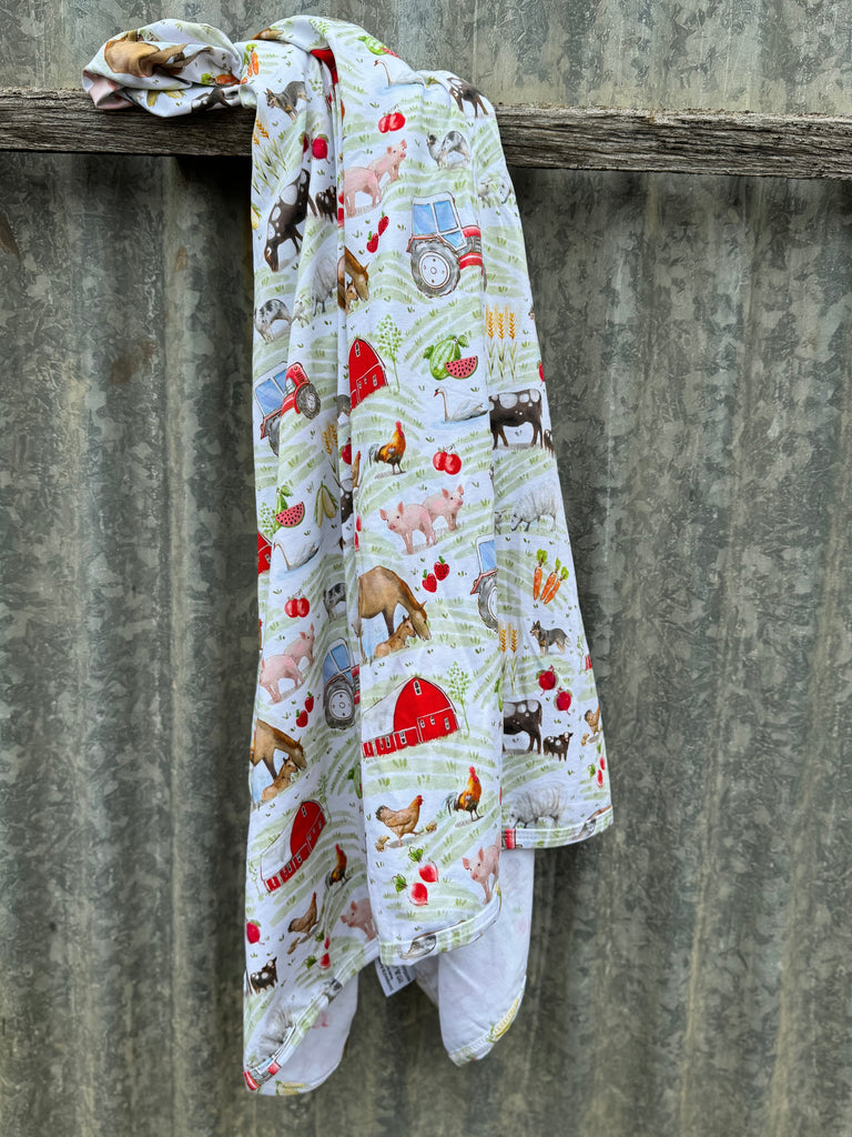 Farming Jersey Organic Cotton Swaddle-Little Windmill Clothing Co