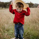 "All Rounder" Red Long Sleeve Shirt-Little Windmill Clothing Co