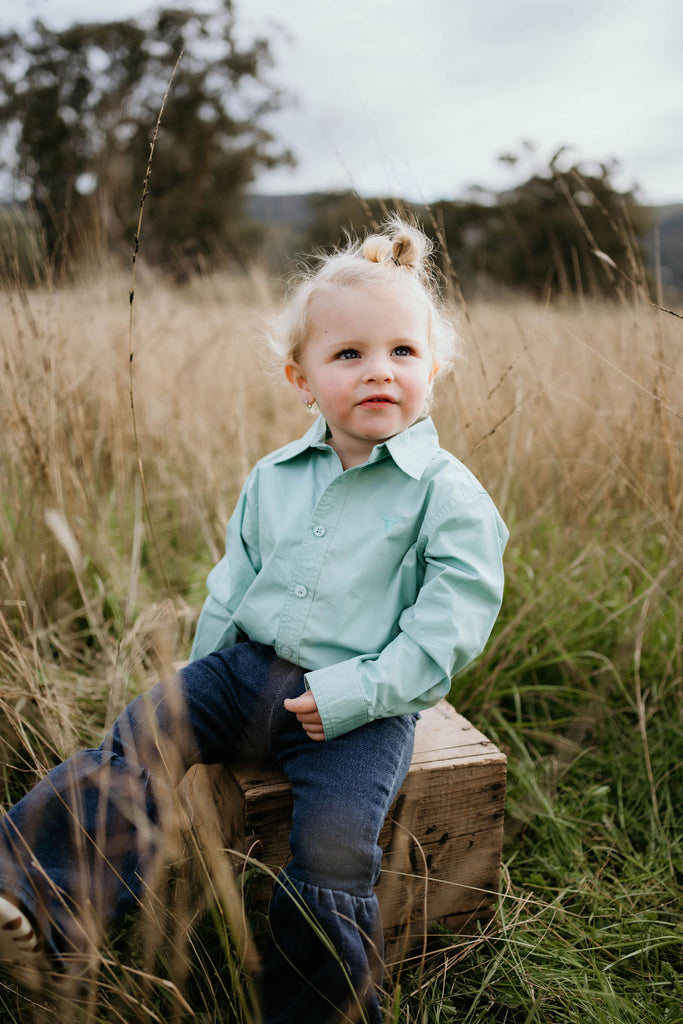 "All Rounder" Mint Long Sleeve Shirt-Little Windmill Clothing Co