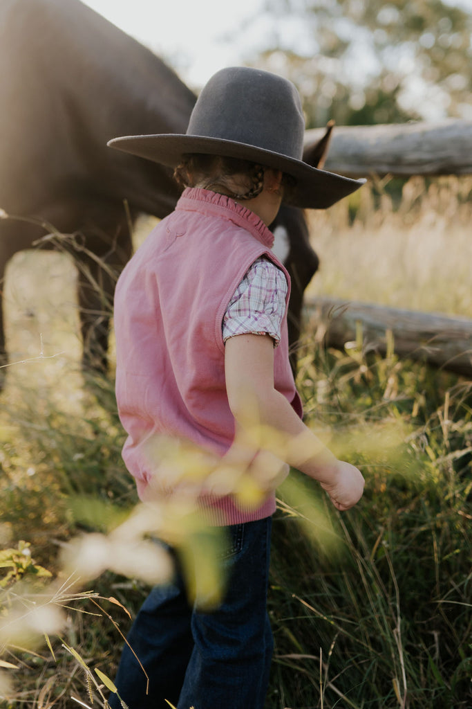 PRE-ORDER - Cotton Drill Vest - Blossom Pink-Little Windmill Clothing Co