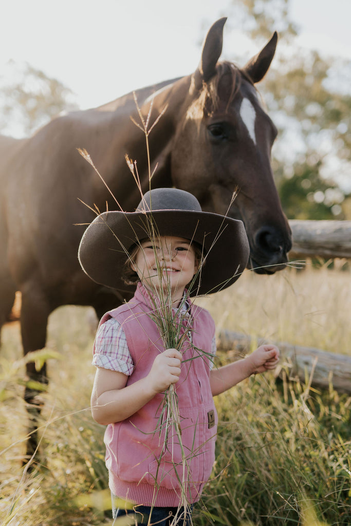 PRE-ORDER - Cotton Drill Vest - Blossom Pink-Little Windmill Clothing Co