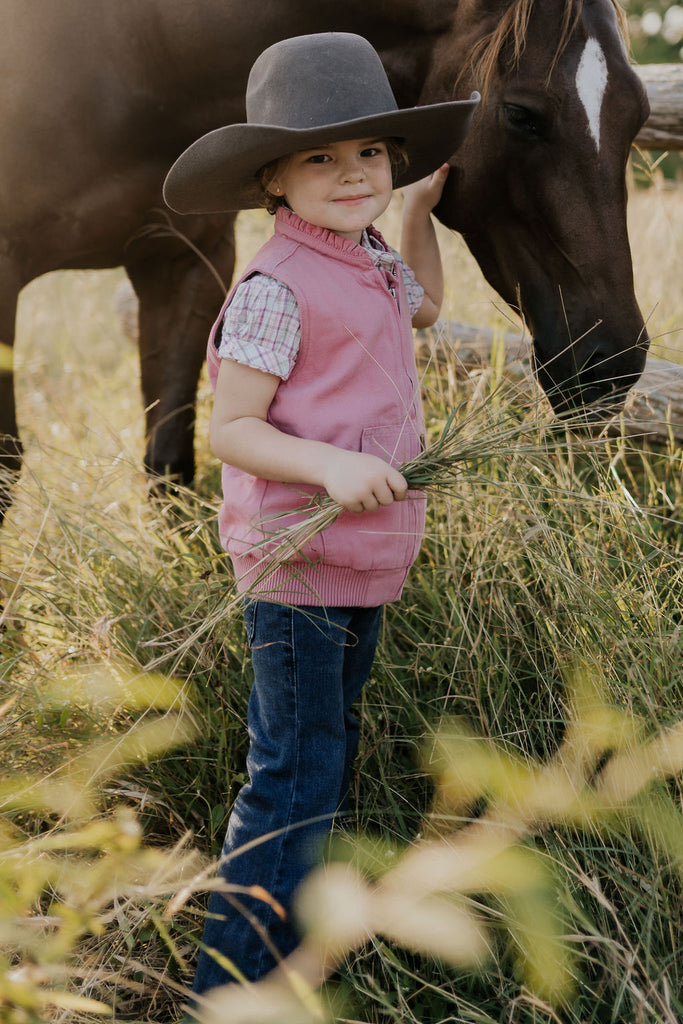 PRE-ORDER - Cotton Drill Vest - Blossom Pink-Little Windmill Clothing Co